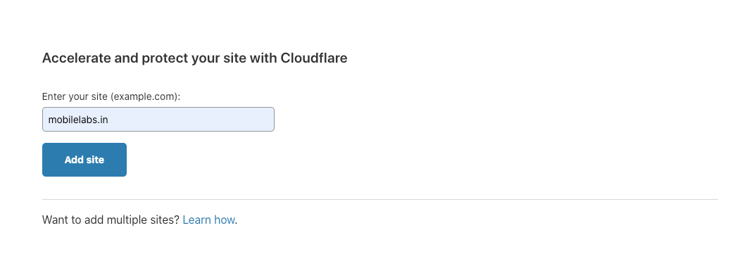 Add website in cloudflare