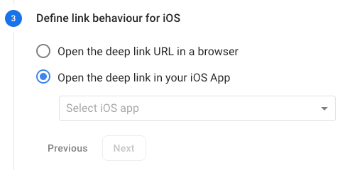 Set up dynamic link behaviour for iOS in firebase console